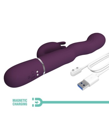 PRETTY LOVE - VIBRADOR RABBIT LOURSEN CON MOVIMIENTO OSCILANTE Y 7 VIBRACIONES RECARGABLE USB MORADO