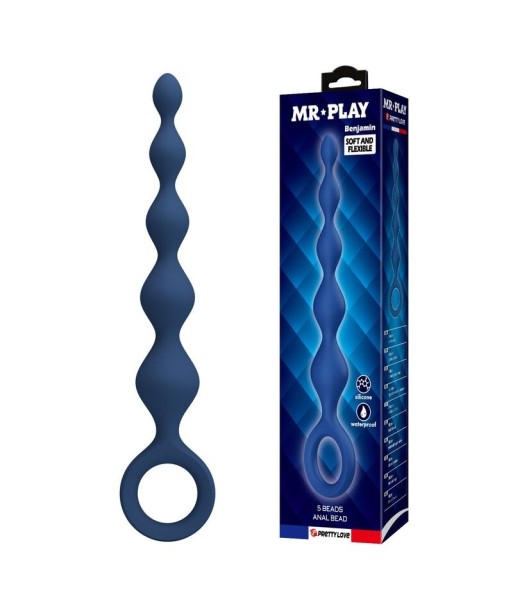 MR PLAY - BOLAS ANALES Y PLUG ANAL SILICONA AZUL 20,4 CM