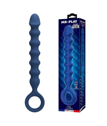 MR PLAY - BOLAS ANALES Y PLUG ANAL SILICONA AZUL -Ø- 3,4 CM - 28,5 CM