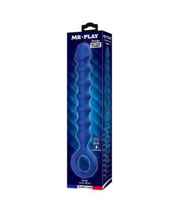 MR PLAY - BOLAS ANALES Y PLUG ANAL SILICONA AZUL -Ø- 3,4 CM - 28,5 CM