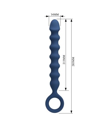 MR PLAY - BOLAS ANALES Y PLUG ANAL SILICONA AZUL -Ø- 3,4 CM - 28,5 CM