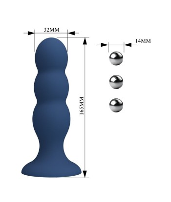MR PLAY - PLUG ANAL CON 3 BOLAS METÁLICAS Y VENTOSA AZUL