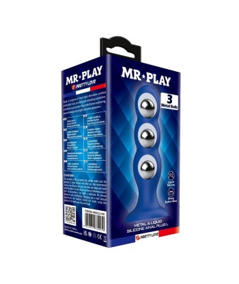 MR PLAY - PLUG ANAL CON 3 BOLAS METÁLICAS Y VENTOSA AZUL