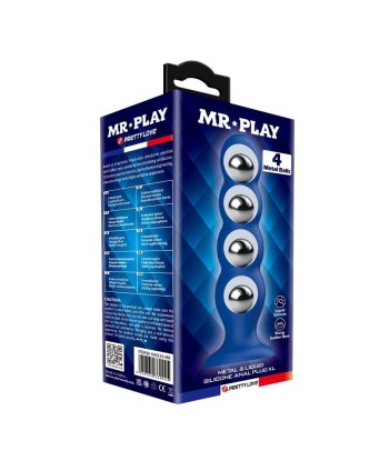MR PLAY - PLUG ANAL CON 4 BOLAS METÁLICAS Y VENTOSA AZUL