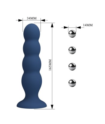 MR PLAY - PLUG ANAL CON 4 BOLAS METÁLICAS Y VENTOSA AZUL