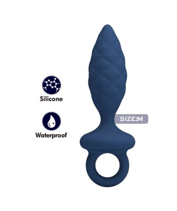 MR PLAY - PLUG ANAL TEXTURIZADO CON ANILLA AZUL M