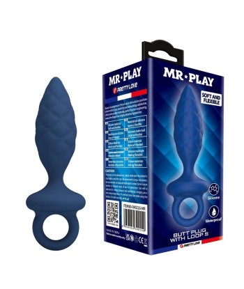 MR PLAY - PLUG ANAL TEXTURIZADO CON ANILLA AZUL S