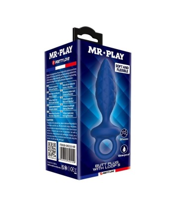 MR PLAY - PLUG ANAL TEXTURIZADO CON ANILLA AZUL S