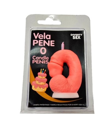 DIABLO PICANTE - VELA PENE EN FORMA DE NÚMERO 0 COLOR ROSA