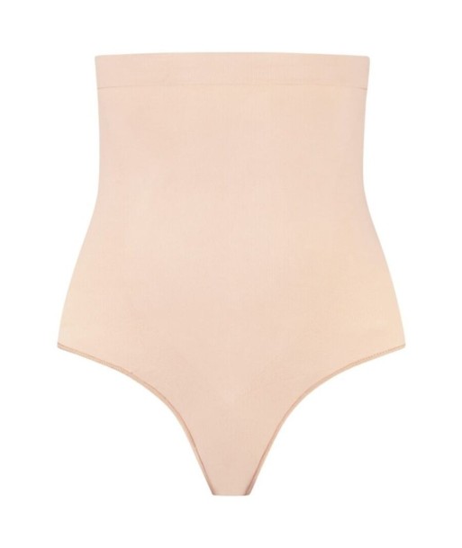 BYE-BRA - TANGA DE TALLE ALTO SIN COSTURAS BEIGE TALLA S