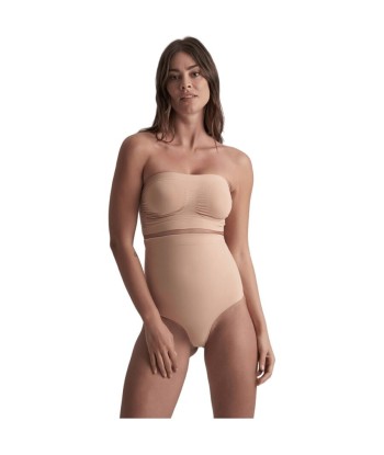 BYE-BRA - TANGA DE TALLE ALTO SIN COSTURAS BEIGE TALLA S