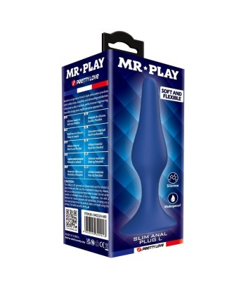 MR PLAY - PLUG ANAL SLIM SILICONA AZUL L