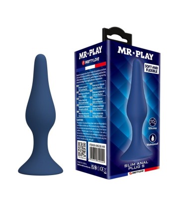 MR PLAY - PLUG ANAL SILICONA AZUL SLIM TALLA S