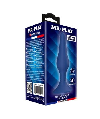 MR PLAY - PLUG ANAL SILICONA AZUL SLIM TALLA S