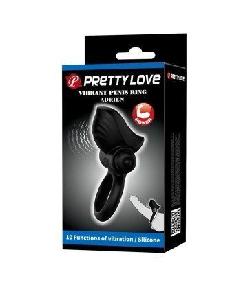PRETTY LOVE - ANILLO VIBRADOR PARA PENE ADRIEN 10 FUNCIONES NEGRO
