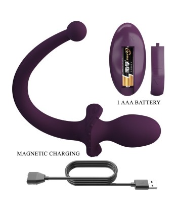 PRETTY LOVE - LIOEA PLUG ANAL CON COLA VIBRADOR 12 FUNCIONES COLOR MORADO CONTROL REMOTO