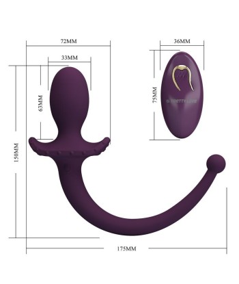 PRETTY LOVE - LIOEA PLUG ANAL CON COLA VIBRADOR 12 FUNCIONES COLOR MORADO CONTROL REMOTO