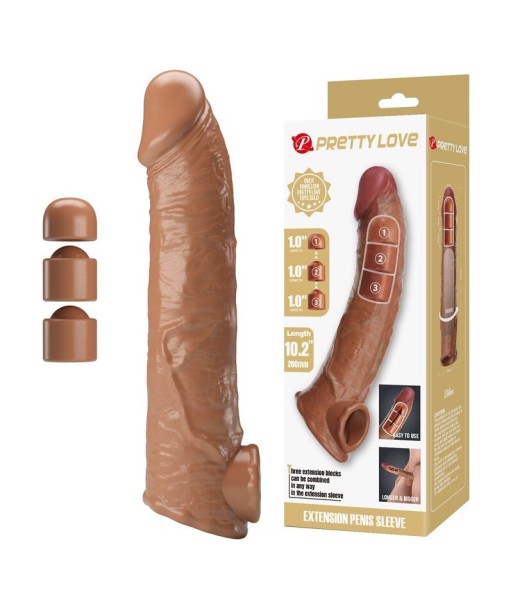 PRETTY LOVE - FUNDA EXTENSORA PARA PENE AJUSTABLE 26 CM Ø 4 CM COLOR MARRÓN