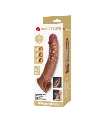 PRETTY LOVE - FUNDA EXTENSORA PARA PENE AJUSTABLE 26 CM Ø 4 CM COLOR MARRÓN
