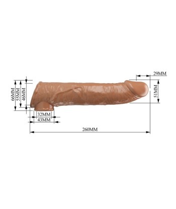 PRETTY LOVE - FUNDA EXTENSORA PARA PENE AJUSTABLE 26 CM Ø 4 CM COLOR MARRÓN