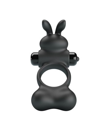PRETTY LOVE - ANILLO VIBRADOR PARA PENE CON ESTIMULADOR DE CONEJITO 10 FUNCIONES NEGRO