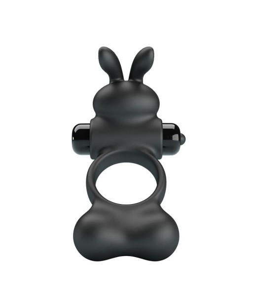 PRETTY LOVE - ANILLO VIBRADOR PARA PENE CON ESTIMULADOR DE CONEJITO 10 FUNCIONES NEGRO