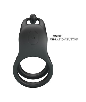 PRETTY LOVE - GOODWIN ANILLO VIBRADOR DOBLE PARA PENE RECARGABLE NEGRO