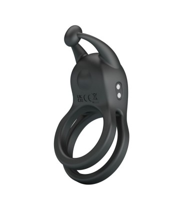 PRETTY LOVE - GOODWIN ANILLO VIBRADOR DOBLE PARA PENE RECARGABLE NEGRO