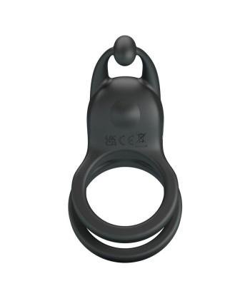 PRETTY LOVE - GOODWIN ANILLO VIBRADOR DOBLE PARA PENE RECARGABLE NEGRO