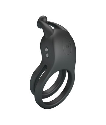 PRETTY LOVE - GOODWIN ANILLO VIBRADOR DOBLE PARA PENE RECARGABLE NEGRO