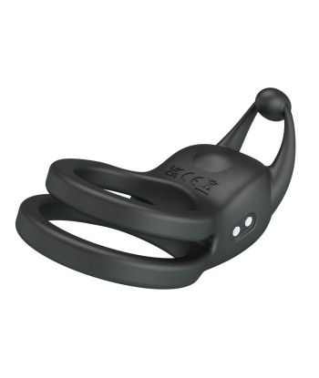 PRETTY LOVE - GOODWIN ANILLO VIBRADOR DOBLE PARA PENE RECARGABLE NEGRO