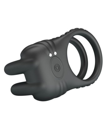 PRETTY LOVE - SINI ANILLO PARA PENE VIBRADOR RECARGABLE 10 FUNCIONES NEGRO