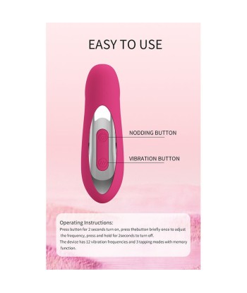 PRETTY LOVE - DUDEN VIBRADOR DE SILICONA RECARGABLE 12 MODOS DE VIBRACIÓN Y 3 MODOS DE BALANCEO ROSA