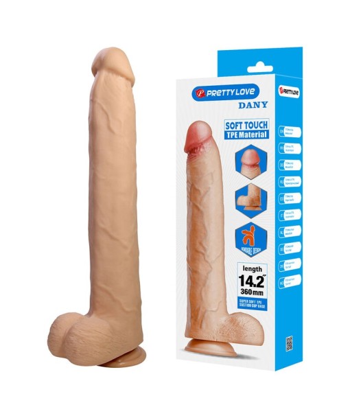 PRETTY LOVE - DANY DILDO REALÍSTICO FLEXIBLE CON VENTOSA 36 CM -Ø- 5,6 CM