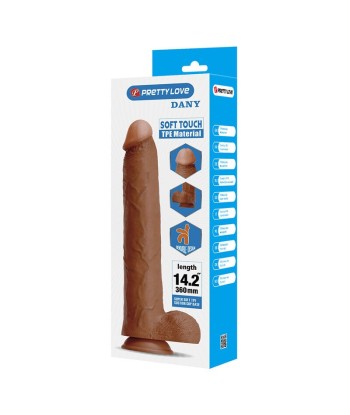 PRETTY LOVE - DANY DILDO REALÍSTICO FLEXIBLE CON VENTOSA 36 CM -Ø- 5,6 CM MARRÓN