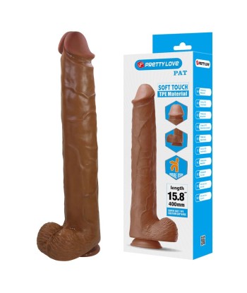 PRETTY LOVE - PAT DILDO REALÍSTICO FLEXIBLE CON VENTOSA 40 CM -Ø- 6 CM MARRÓN