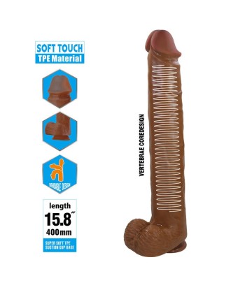 PRETTY LOVE - PAT DILDO REALÍSTICO FLEXIBLE CON VENTOSA 40 CM -Ø- 6 CM MARRÓN