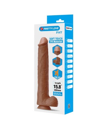 PRETTY LOVE - PAT DILDO REALÍSTICO FLEXIBLE CON VENTOSA 40 CM -Ø- 6 CM MARRÓN