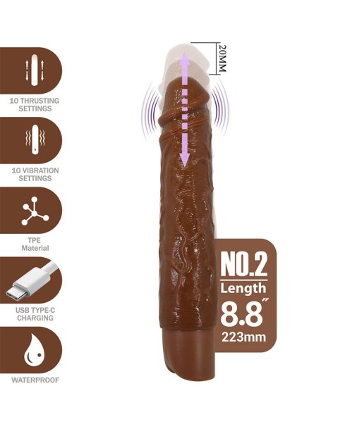 PRETTY LOVE - KESSLER DILDO VIBRADOR REALISTA 10 MODOS DE VIBRACIÓN Y 10 DE EMPUJE 22 CM MARRÓN