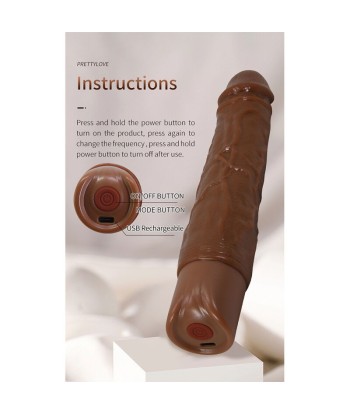 PRETTY LOVE - KESSLER DILDO VIBRADOR REALISTA 10 MODOS DE VIBRACIÓN Y 10 DE EMPUJE 22 CM MARRÓN