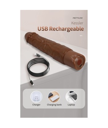 PRETTY LOVE - KESSLER DILDO VIBRADOR REALISTA 10 MODOS DE VIBRACIÓN Y 10 DE EMPUJE 22 CM MARRÓN