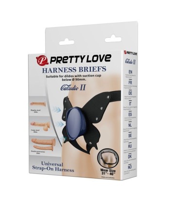 PRETTY LOVE - ARNÉS UNIVERSAL TIPO BRAGA PARA STRAP-ON NEGRO Y AZUL