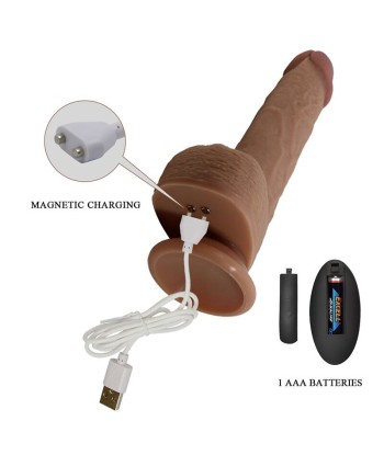 PRETTY LOVE - TOMMY VIBRADOR REALÍSTICO CON EMPUJE MARRÓN OSCURO CONTROL REMOTO