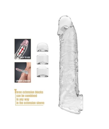 PRETTY LOVE - FUNDA EXTENSORA PARA PENE AJUSTABLE 26 CM Ø 4 CM COLOR TRANSPARENTE