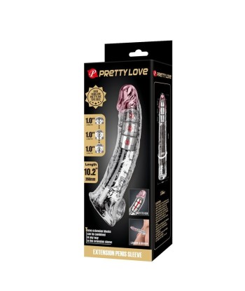 PRETTY LOVE - FUNDA EXTENSORA PARA PENE AJUSTABLE 26 CM Ø 4 CM COLOR TRANSPARENTE