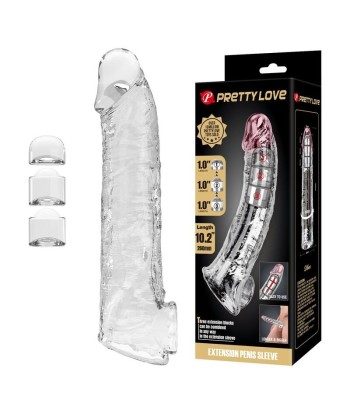 PRETTY LOVE - FUNDA EXTENSORA PARA PENE AJUSTABLE 26 CM Ø 4 CM COLOR TRANSPARENTE