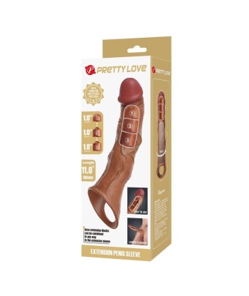 PRETTY LOVE - FUNDA EXTENSORA PARA PENE AJUSTABLE 28 CM Ø 4,5 CM COLOR MARRÓN