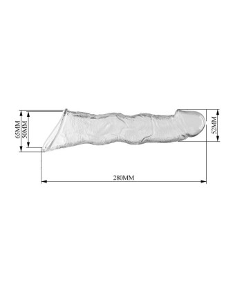 PRETTY LOVE - FUNDA EXTENSORA PARA PENE AJUSTABLE 28 CM Ø 4,5 CM COLOR TRANSPARENTE