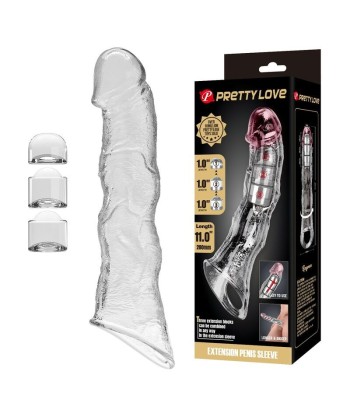 PRETTY LOVE - FUNDA EXTENSORA PARA PENE AJUSTABLE 28 CM Ø 4,5 CM COLOR TRANSPARENTE