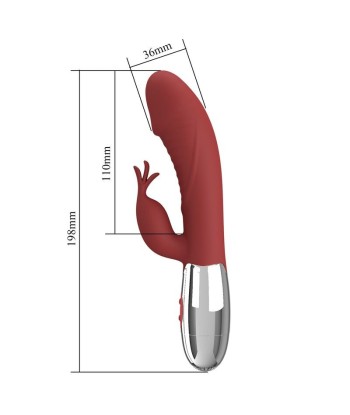 PRETTY LOVE - VIBRADOR RABBIT ROSEWOOD 30 FUNCIONES RECARGABLE USB ROJO
